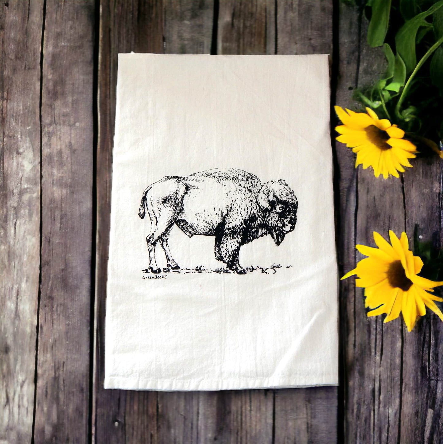 buffalo bison kitchen tea towel