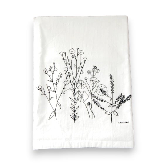 abstract floral kitchen tea towel