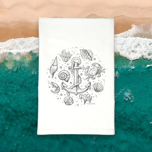 Anchor Sea Side Sea Shore Ocean Theme Kitchen Tea Towel 