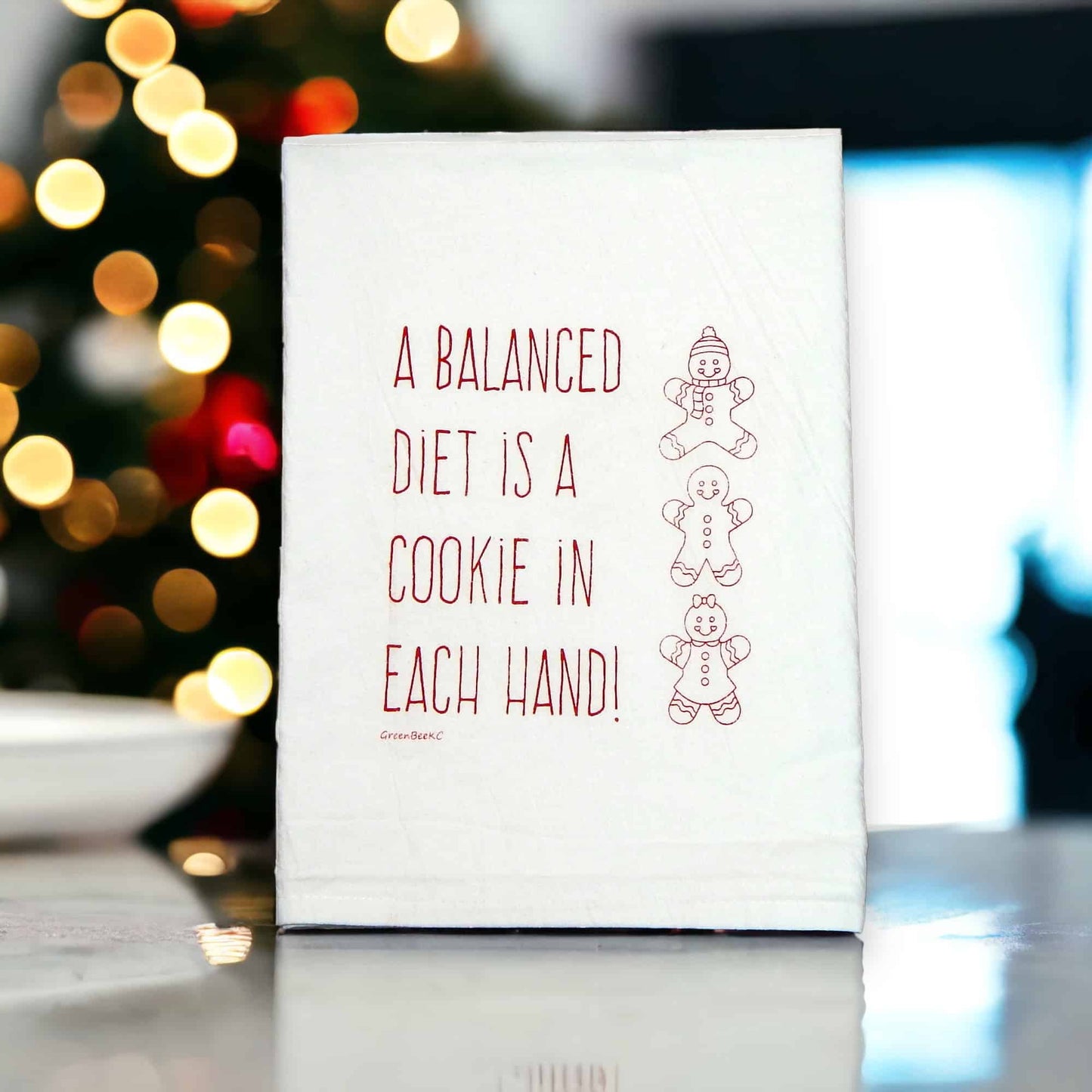 a balanced diet is a cookie in each hand kitchen tea towel