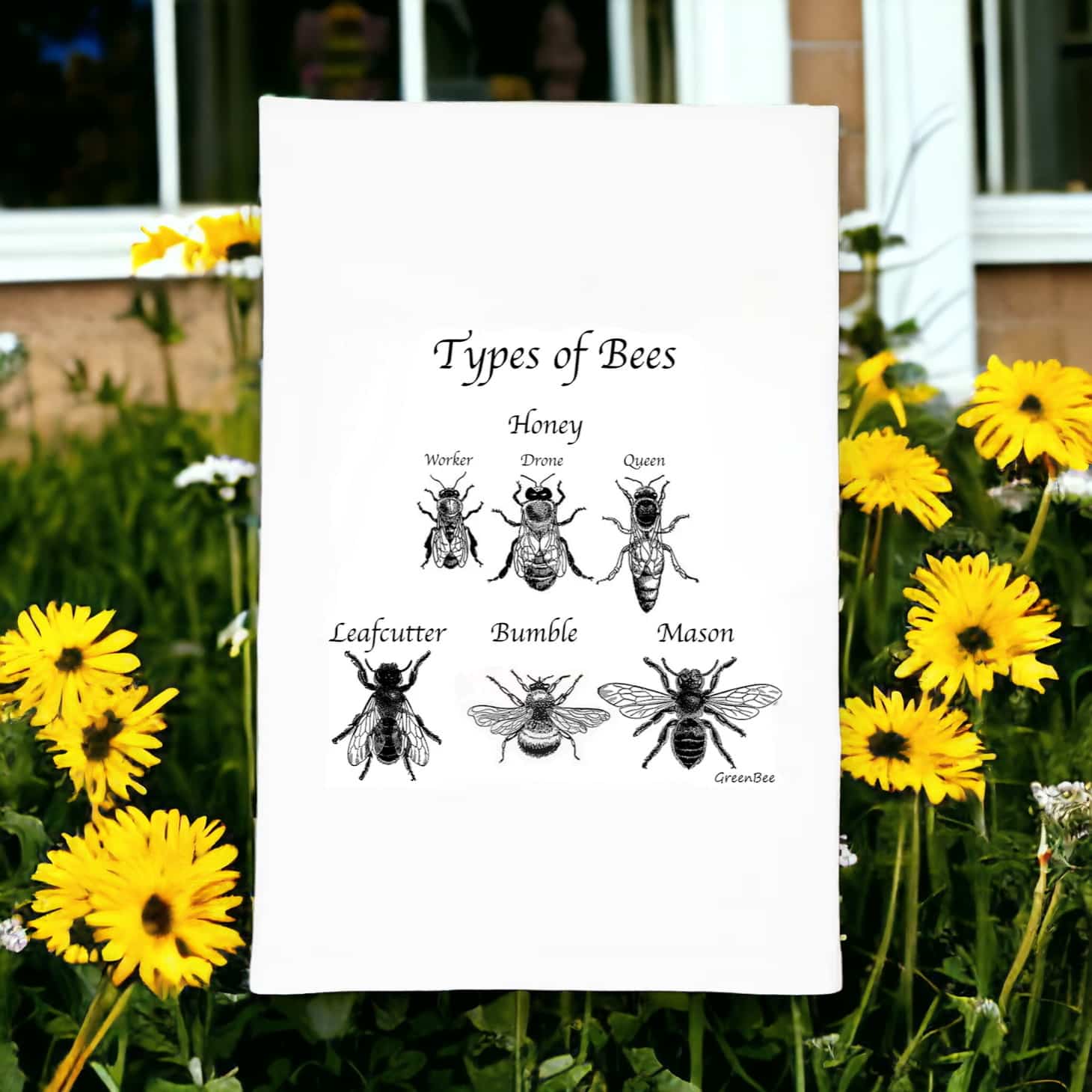 types of bee kitchen tea towel