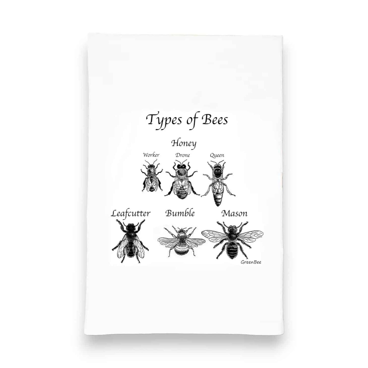 types of bee kitchen tea towel