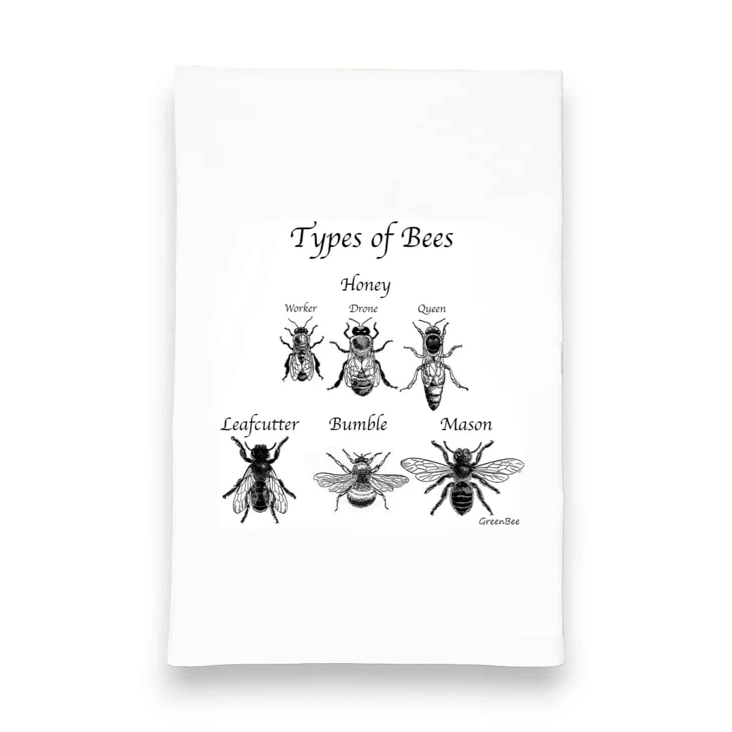 types of bee kitchen tea towel