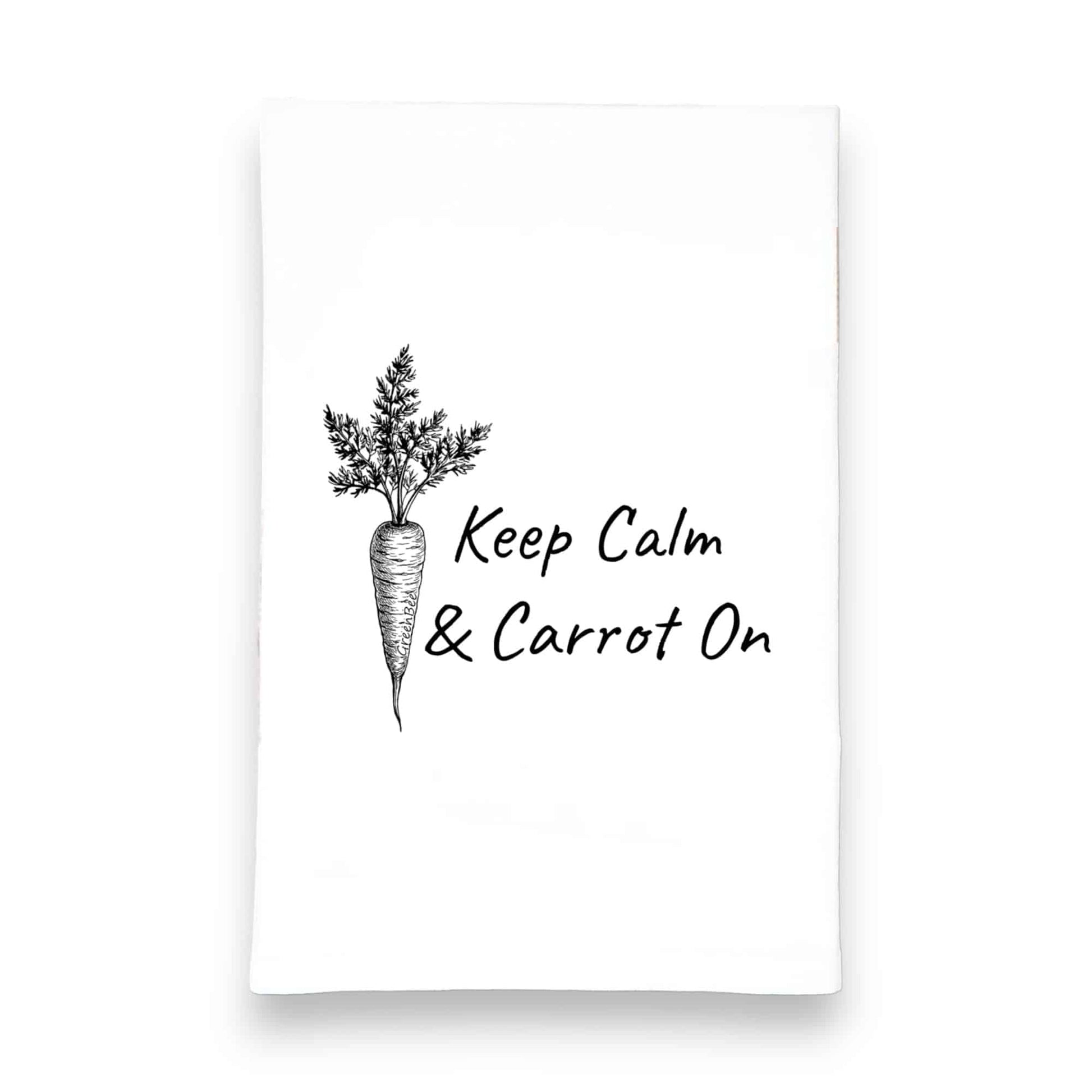 keep calm and carrot on kitchen tea towel