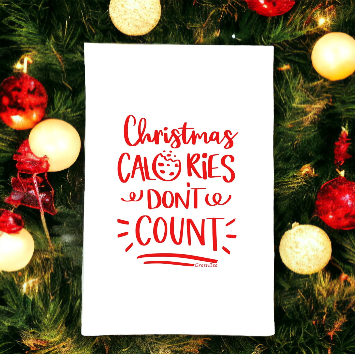 Christmas calories don't count Christmas kitchen tea towel