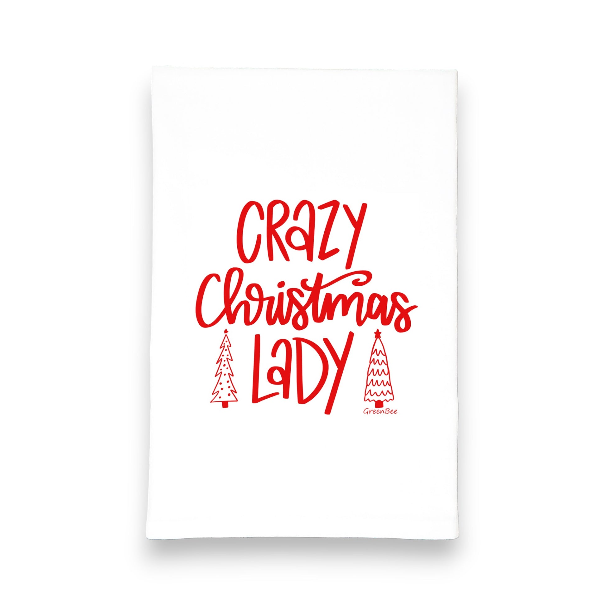 crazy Christmas lady Christmas kitchen tea towel