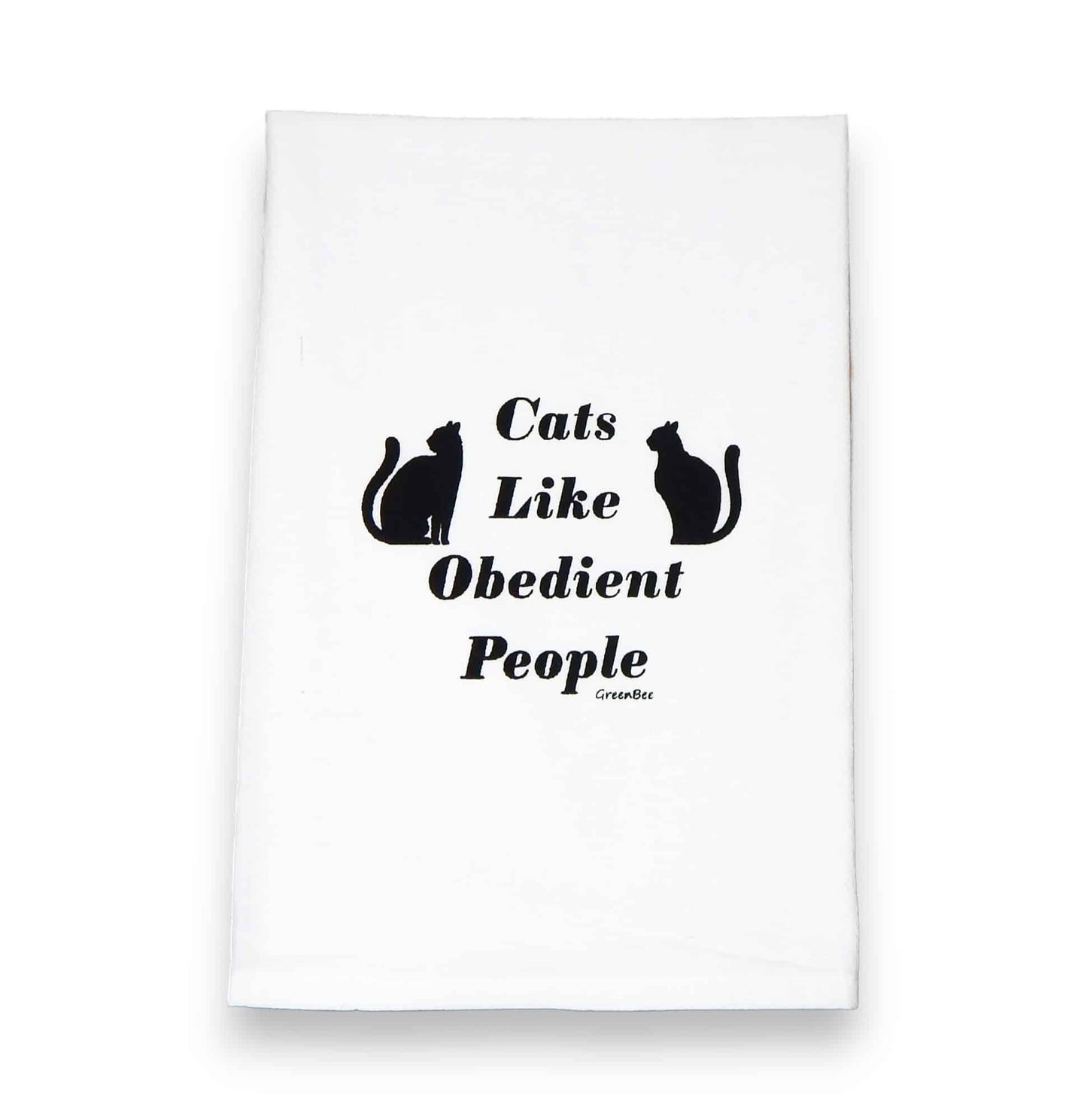 cats like obedient people kitchen tea towel