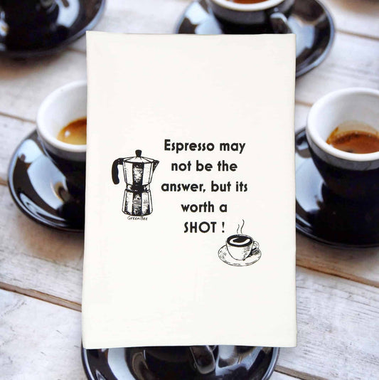 espresso may not be the answer but its worth a shot kitchen tea towel