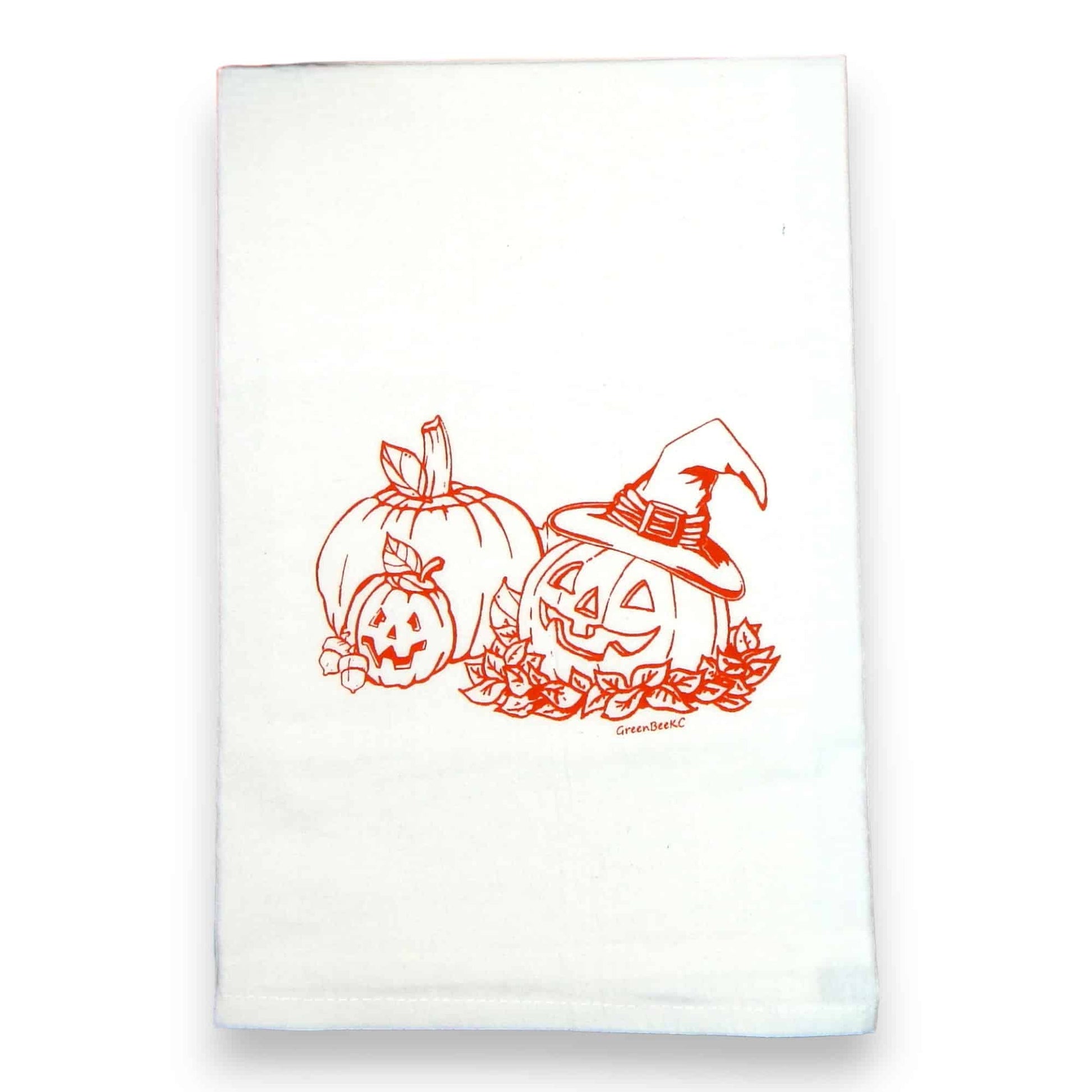 jack o lantern kitchen tea towel