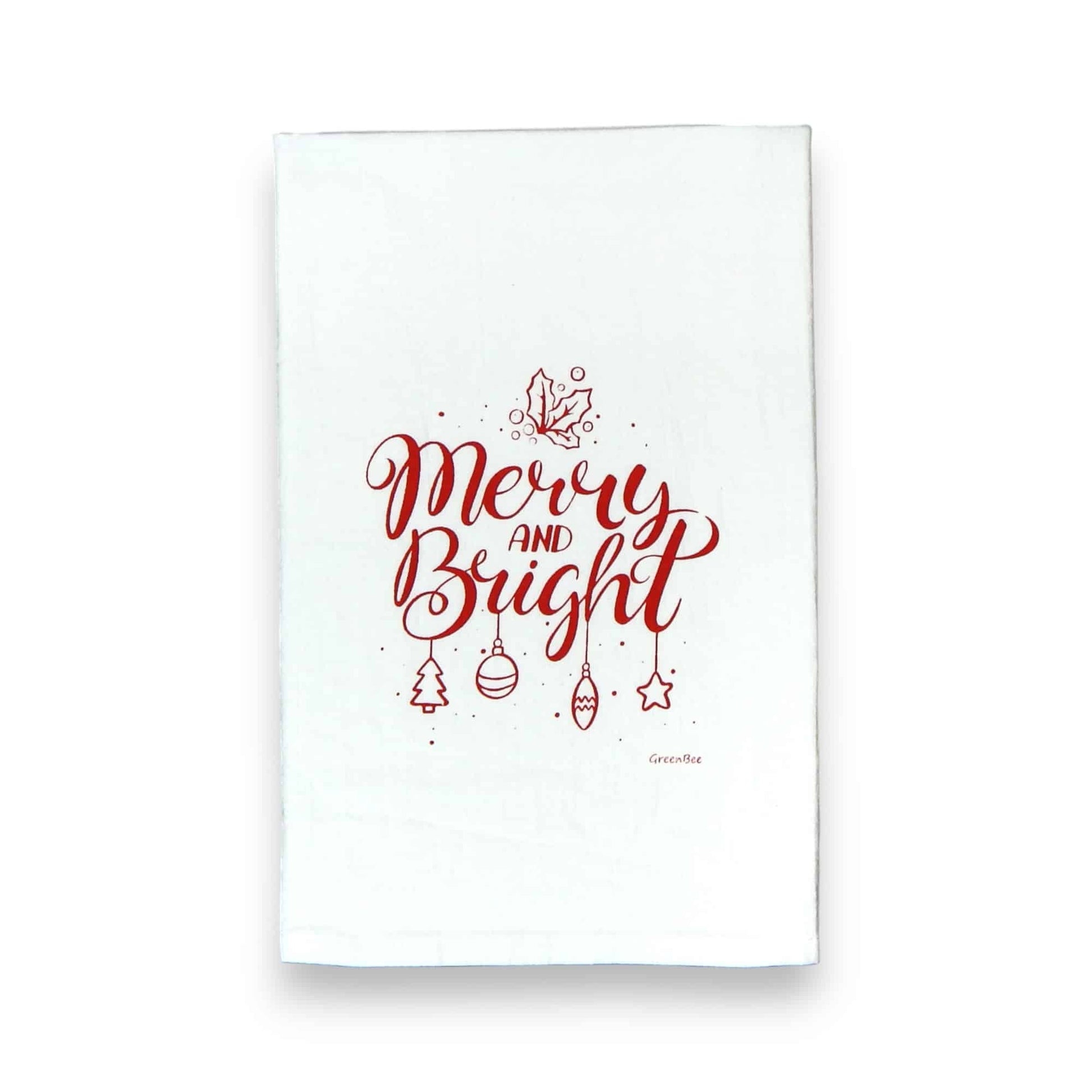 merry and bright kitchen tea towel