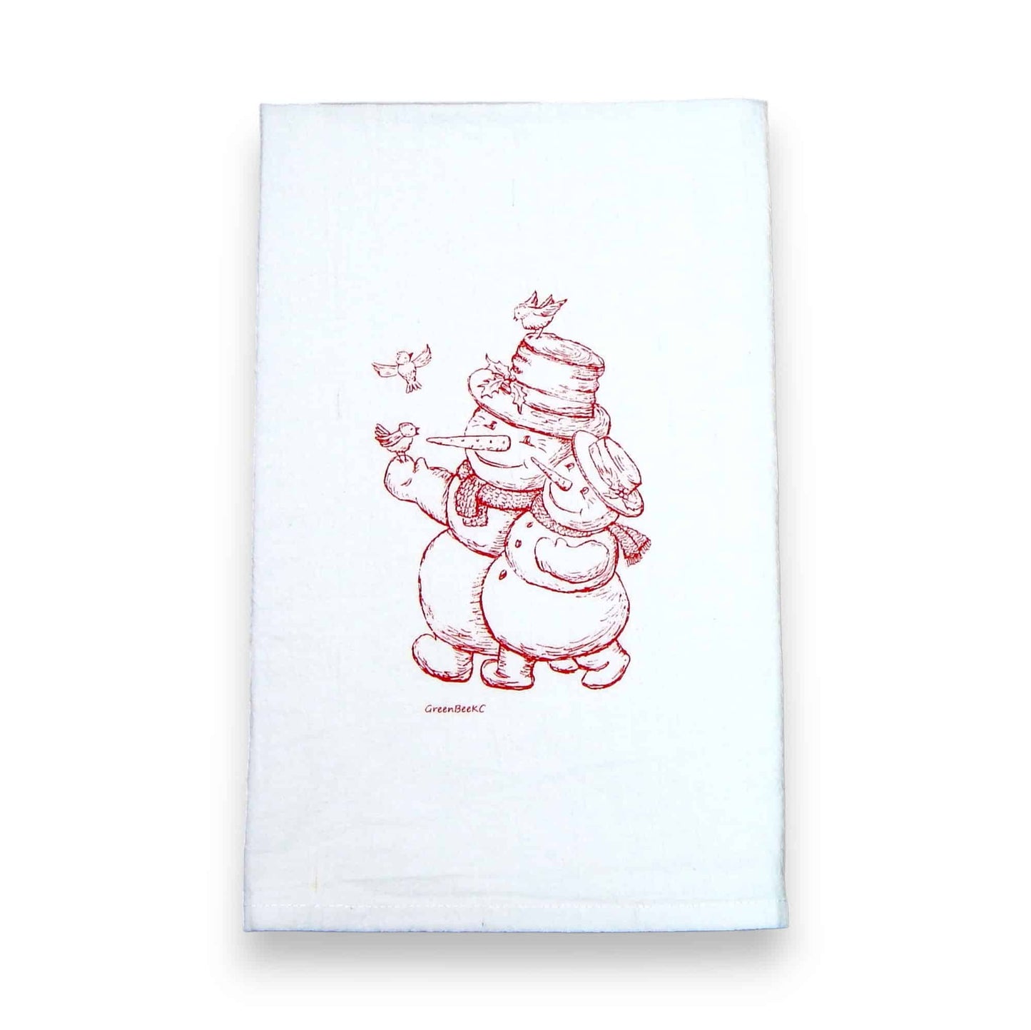 snowman kitchen tea towel