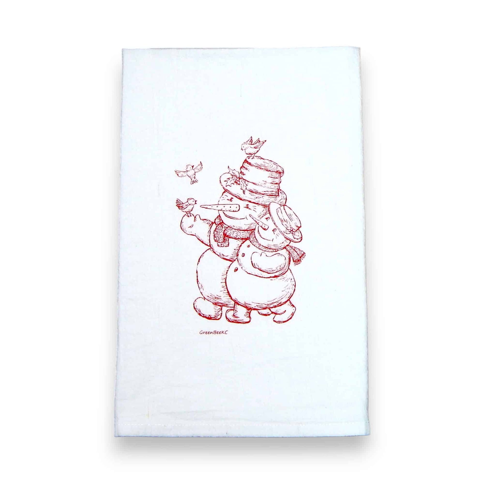 snowman kitchen tea towel