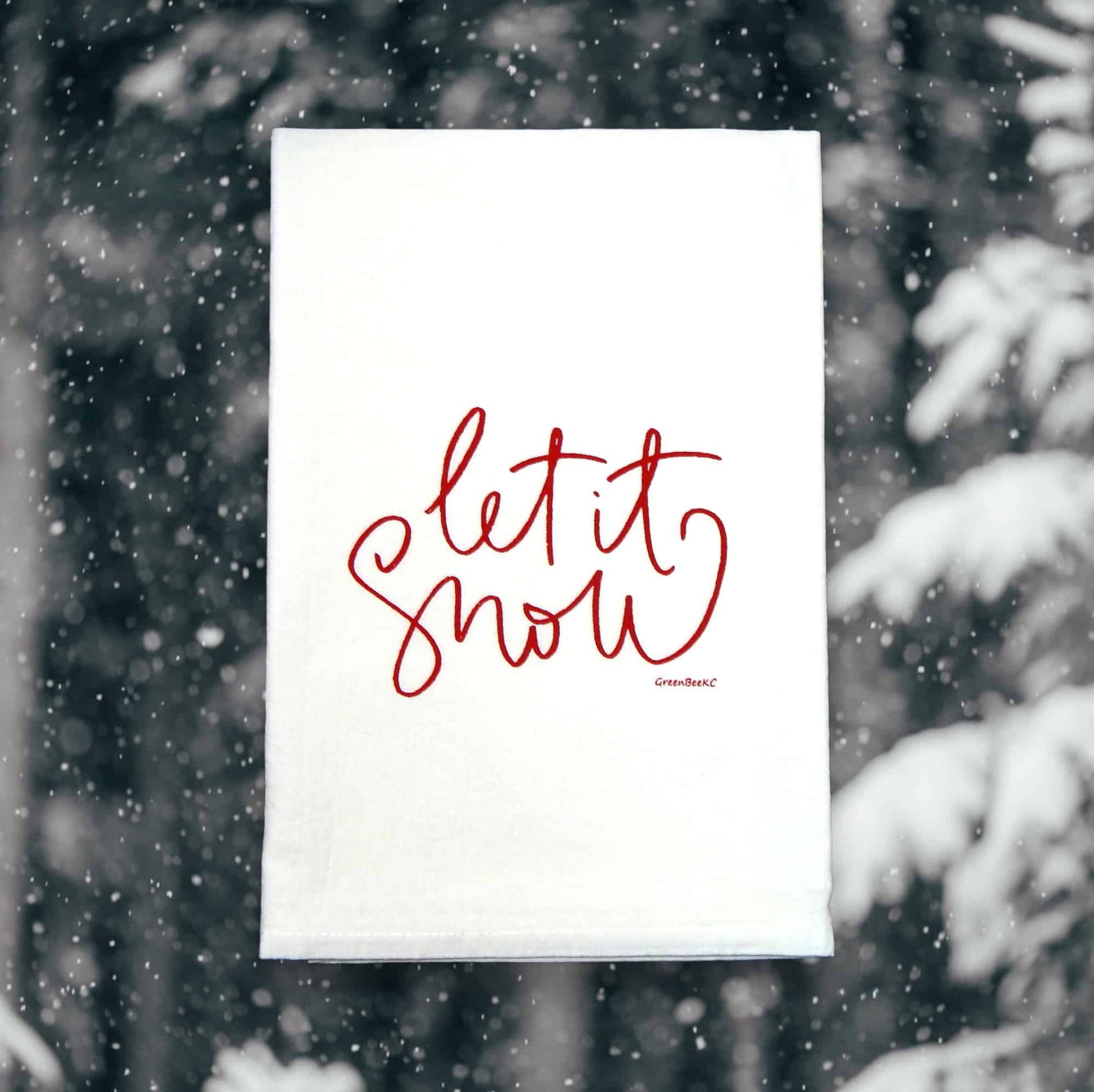 let it snow kitchen tea towel