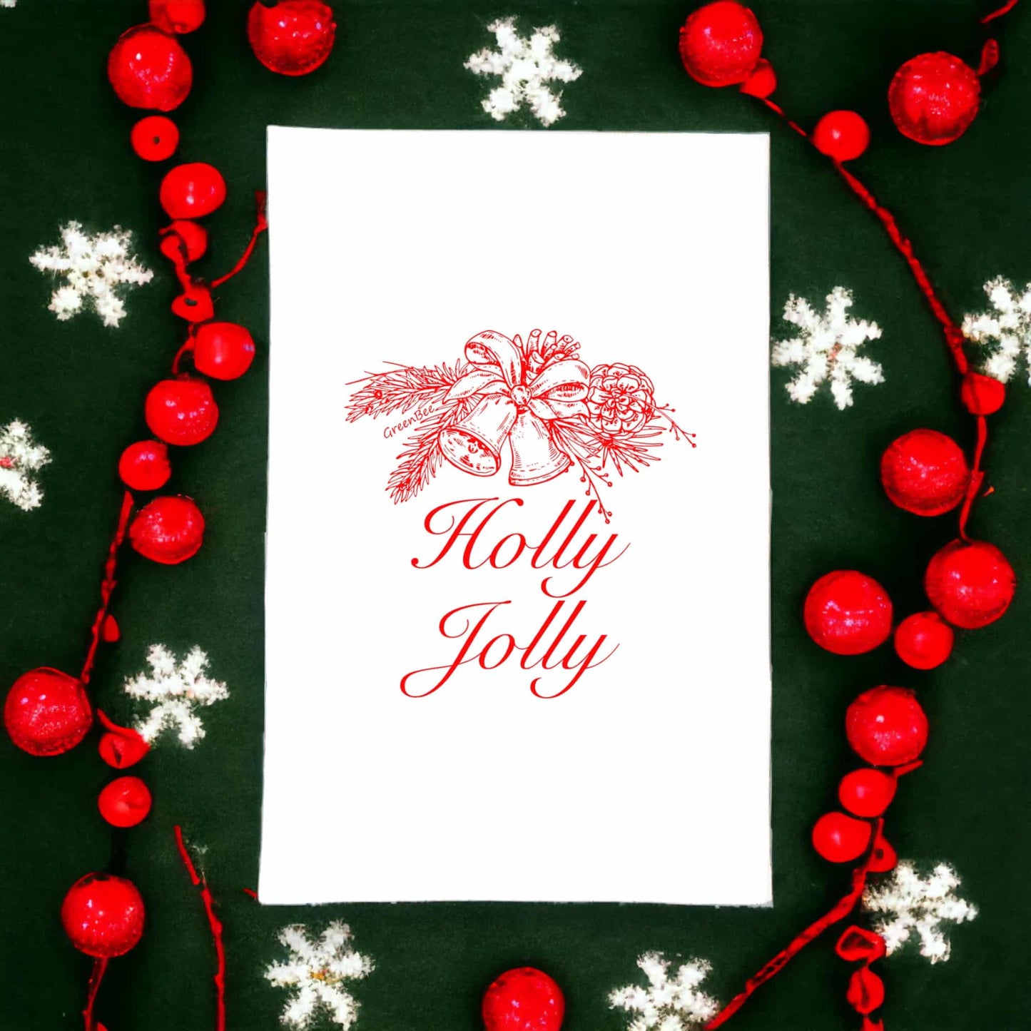 holly jolly kitchen tea towel