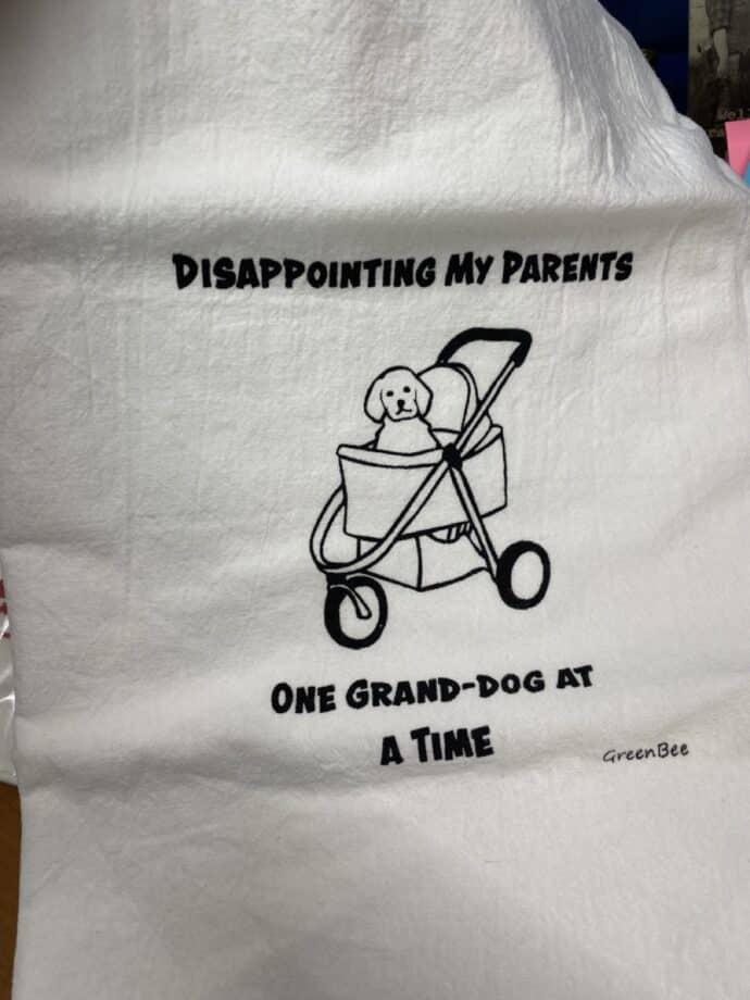 grand dog slightly flawed kitchen tea towel