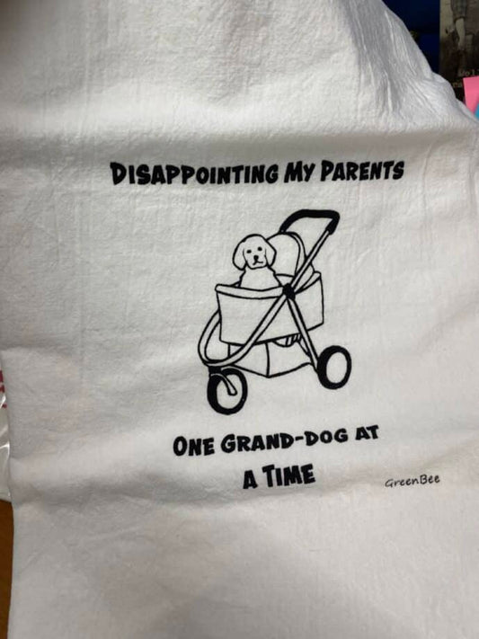 grand dog slightly flawed kitchen tea towel