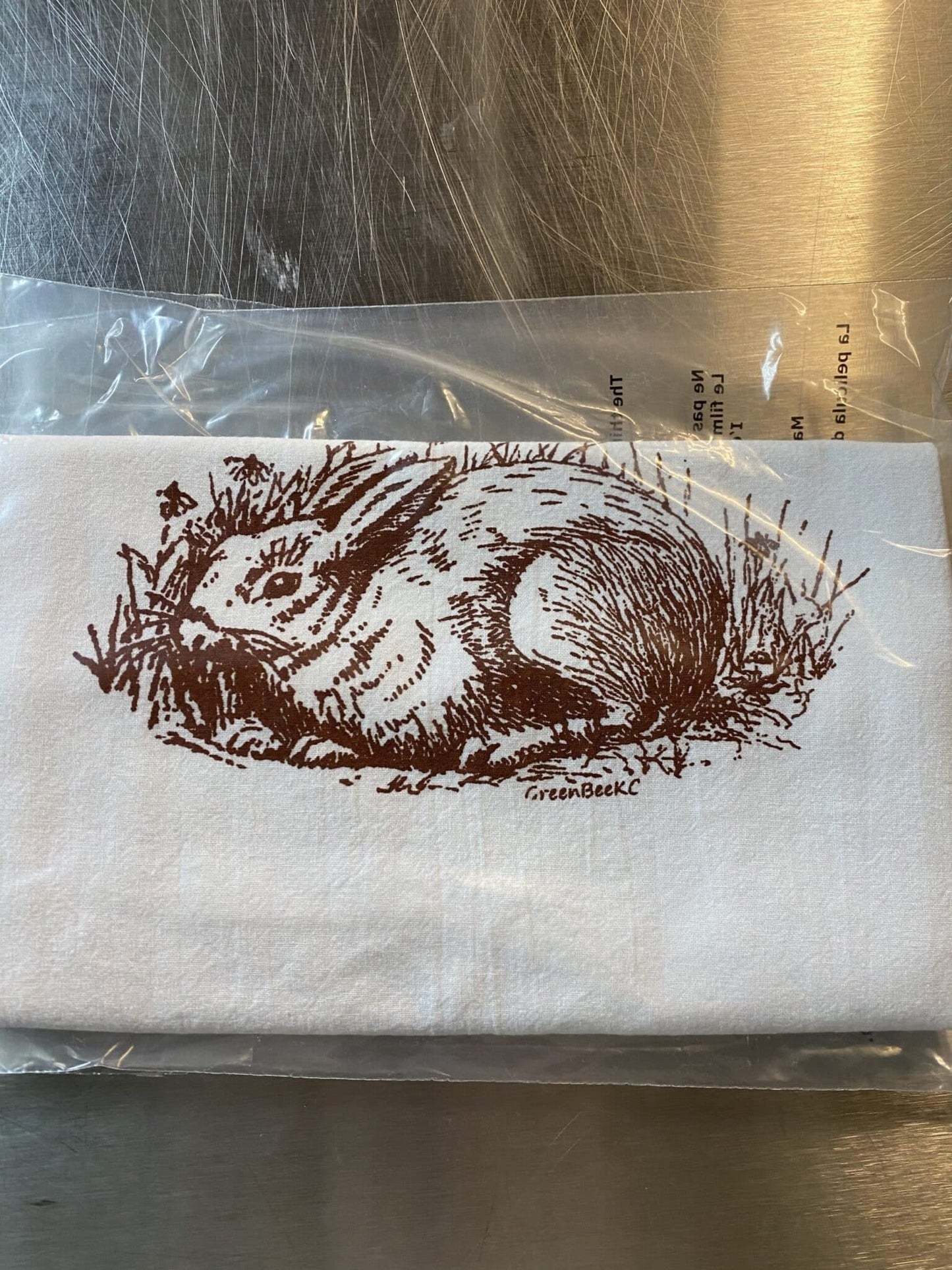 Bunny Tea Towel Seconds Sale-Brown Ink