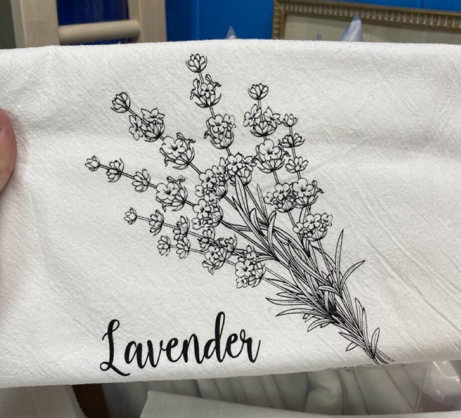 lavender tea towel slightly flawed kitchen tea towel