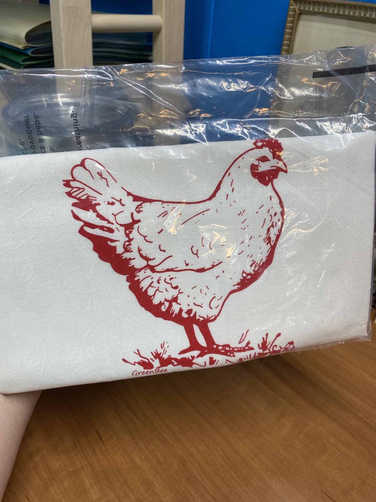 chicken hen slightly flawed kitchen tea towel