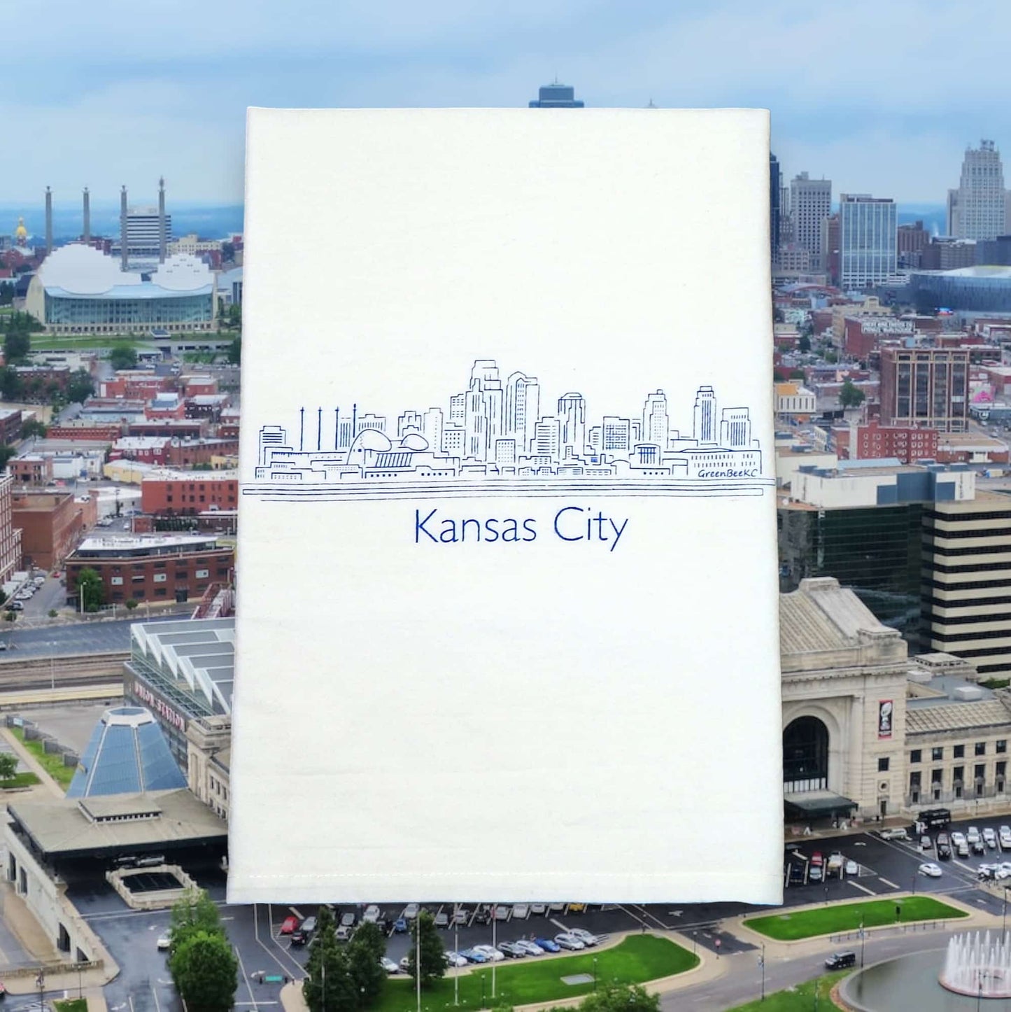 Kansas City skyline kitchen tea towel