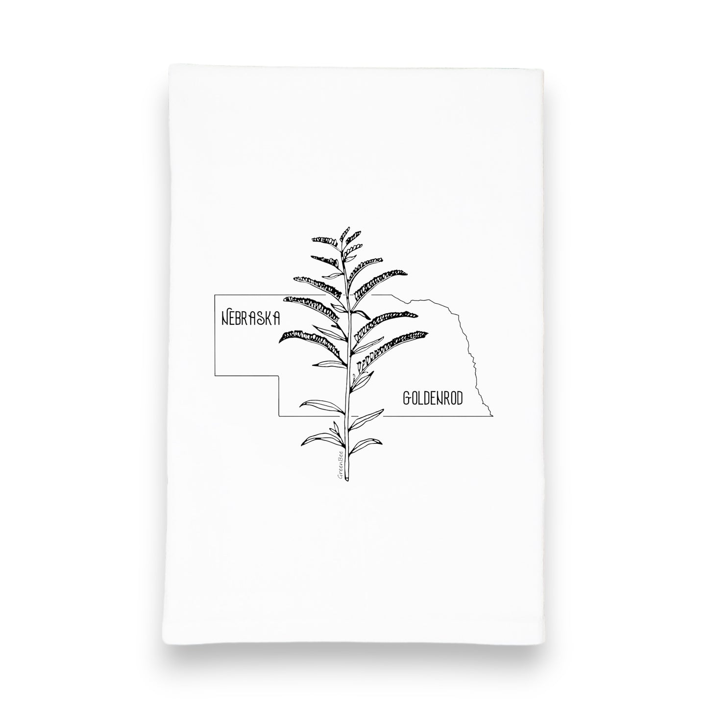 Nebraska State Flower Goldenrod Kitchen Tea Towel