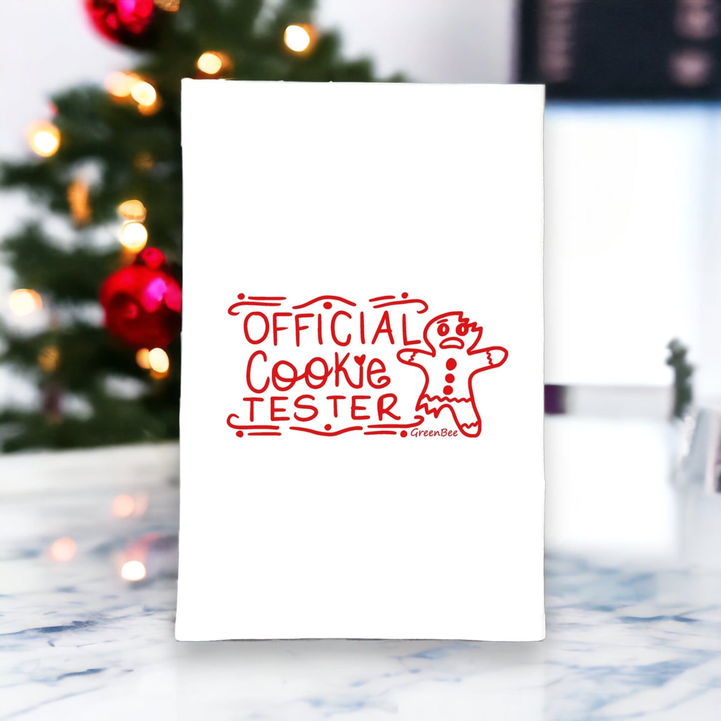 official cookie tester Christmas kitchen tea towel