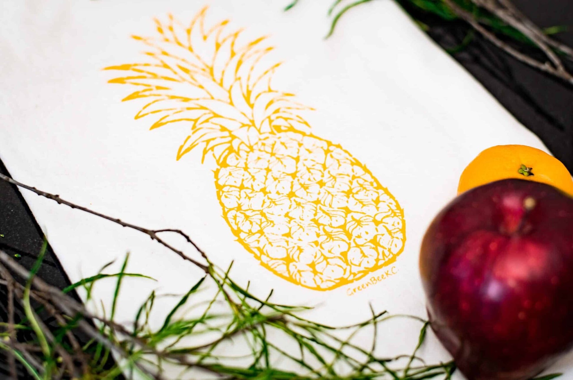 Pineapple close-up with fruit