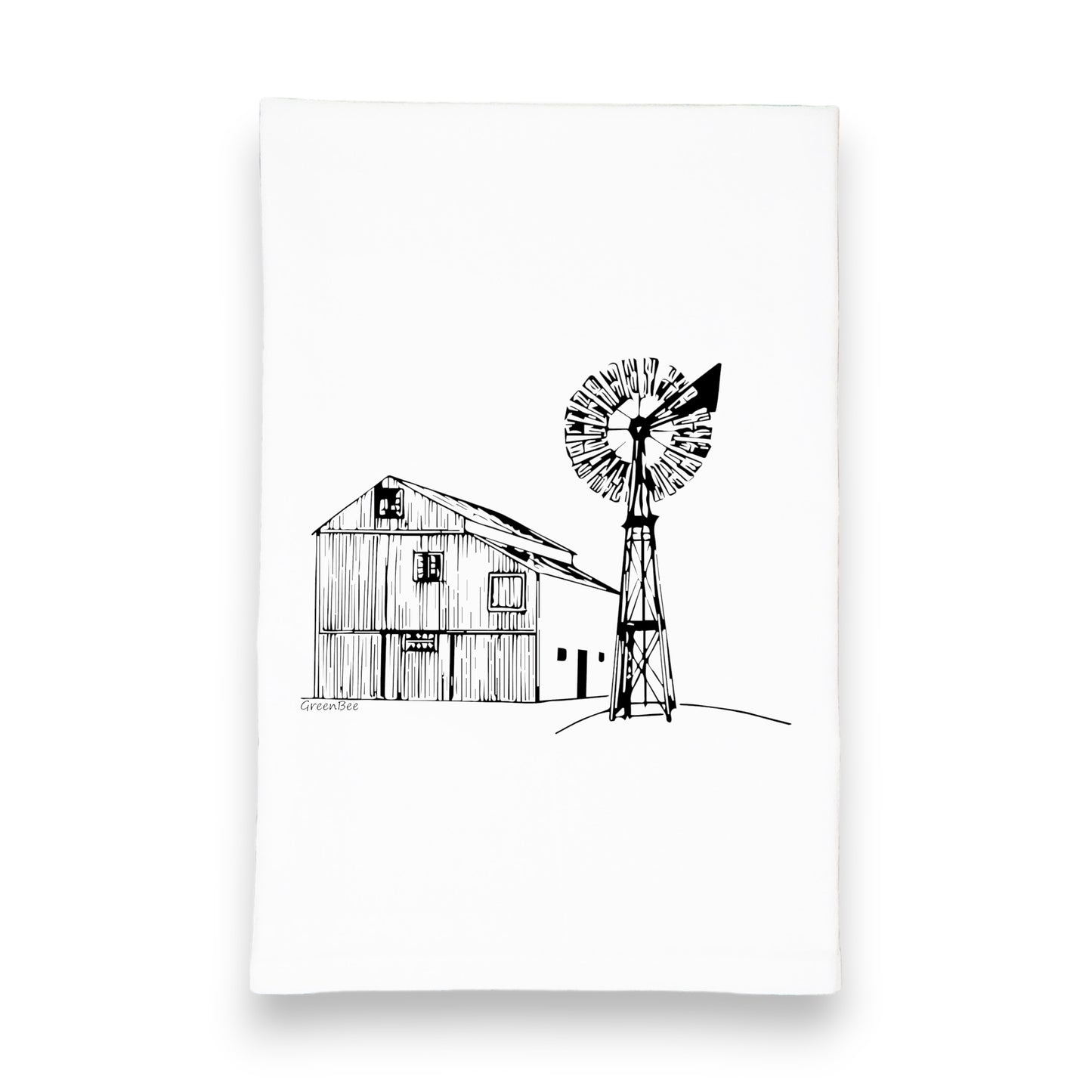 Barn and Windmill Rustic Cotton Kitchen Tea Towel