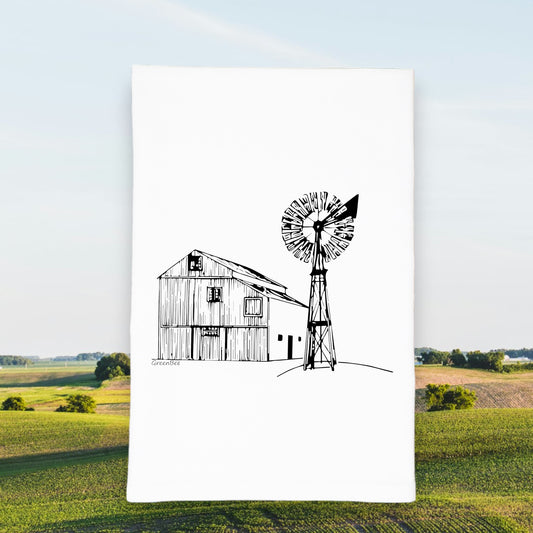 Barn and Windmill Rustic Cotton Kitchen Tea Towel