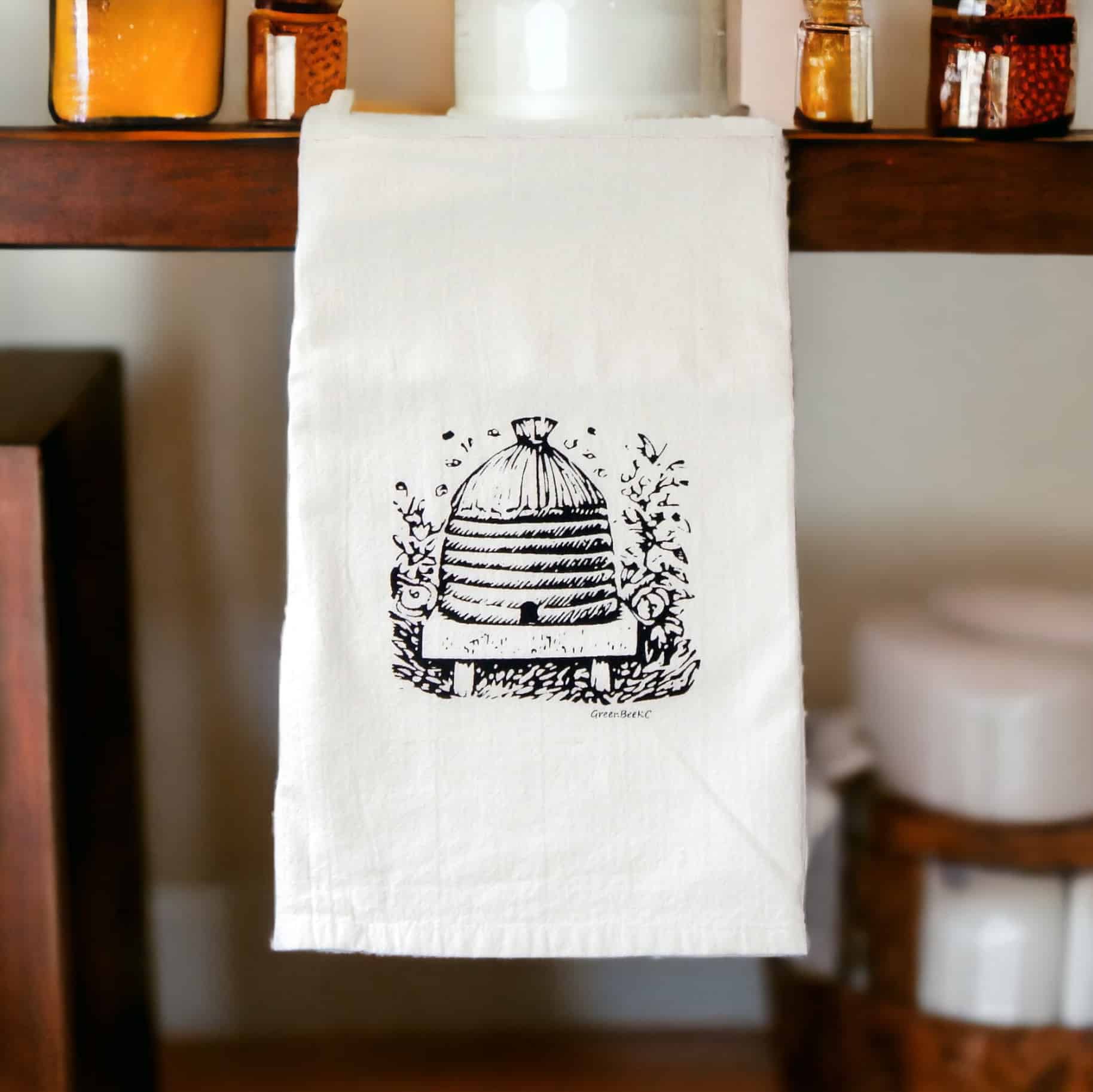 bee hive kitchen tea towel