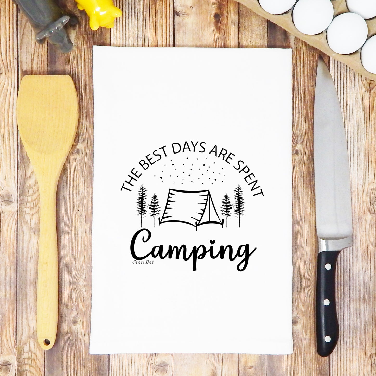 The Best Days Are Spent Camping Kitchen Tea Towel