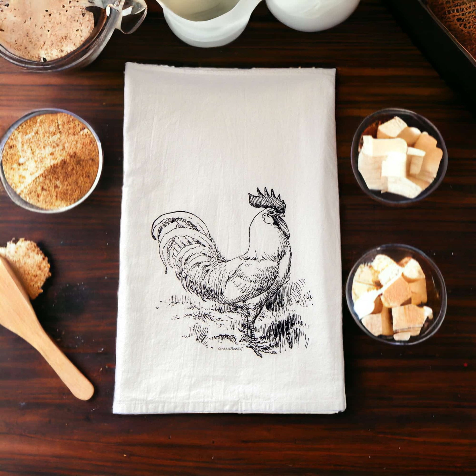 rooster kitchen tea towel