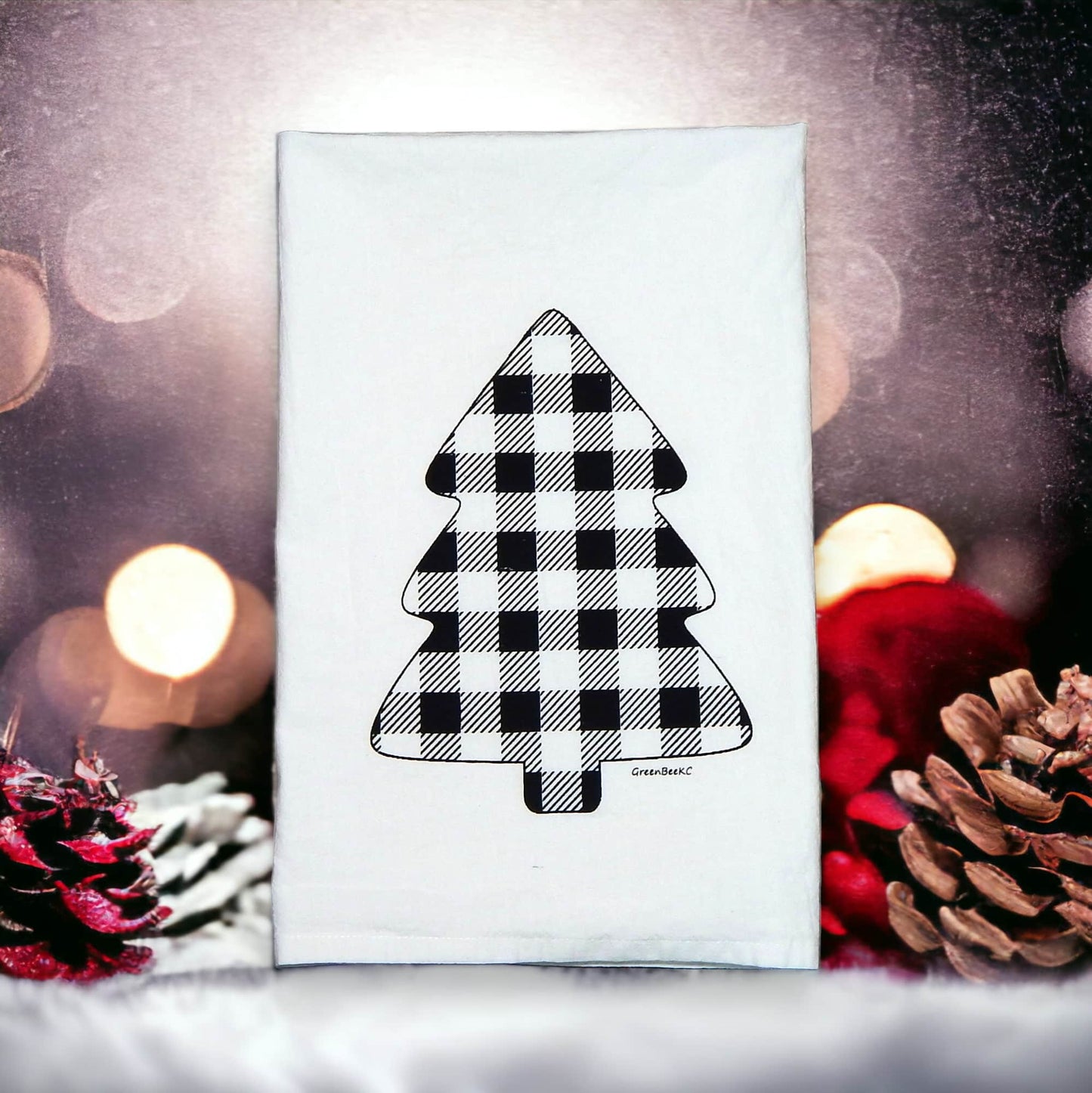 buffalo check Christmas tree Christmas kitchen tea towels