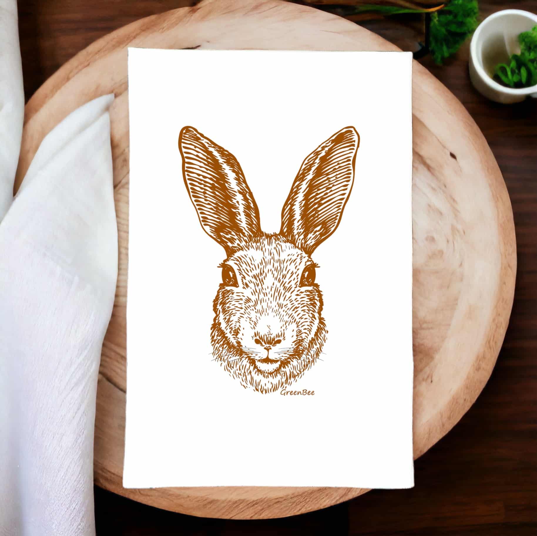 bunny ears easter kitchen tea towel