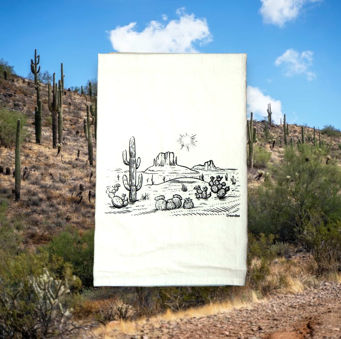 desert kitchen tea towel