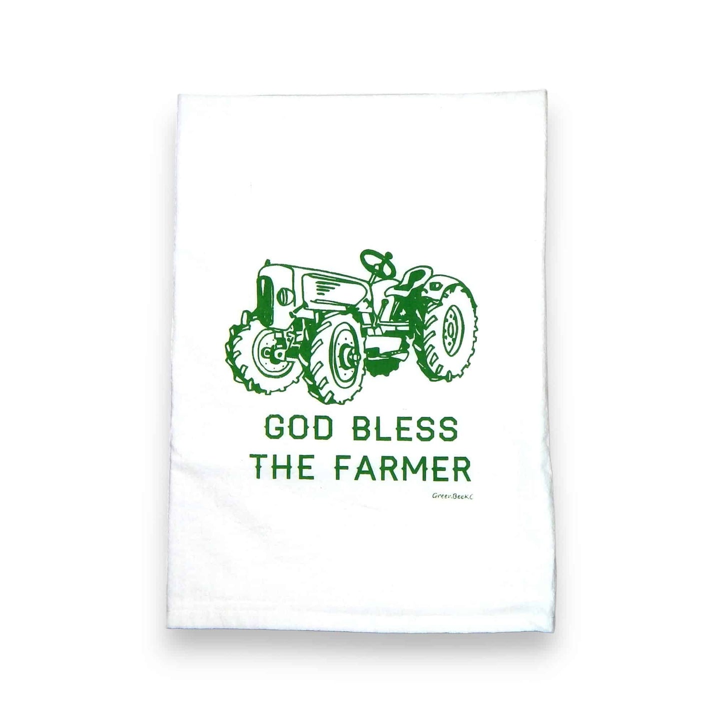 god bless the farmer kitchen tea towel