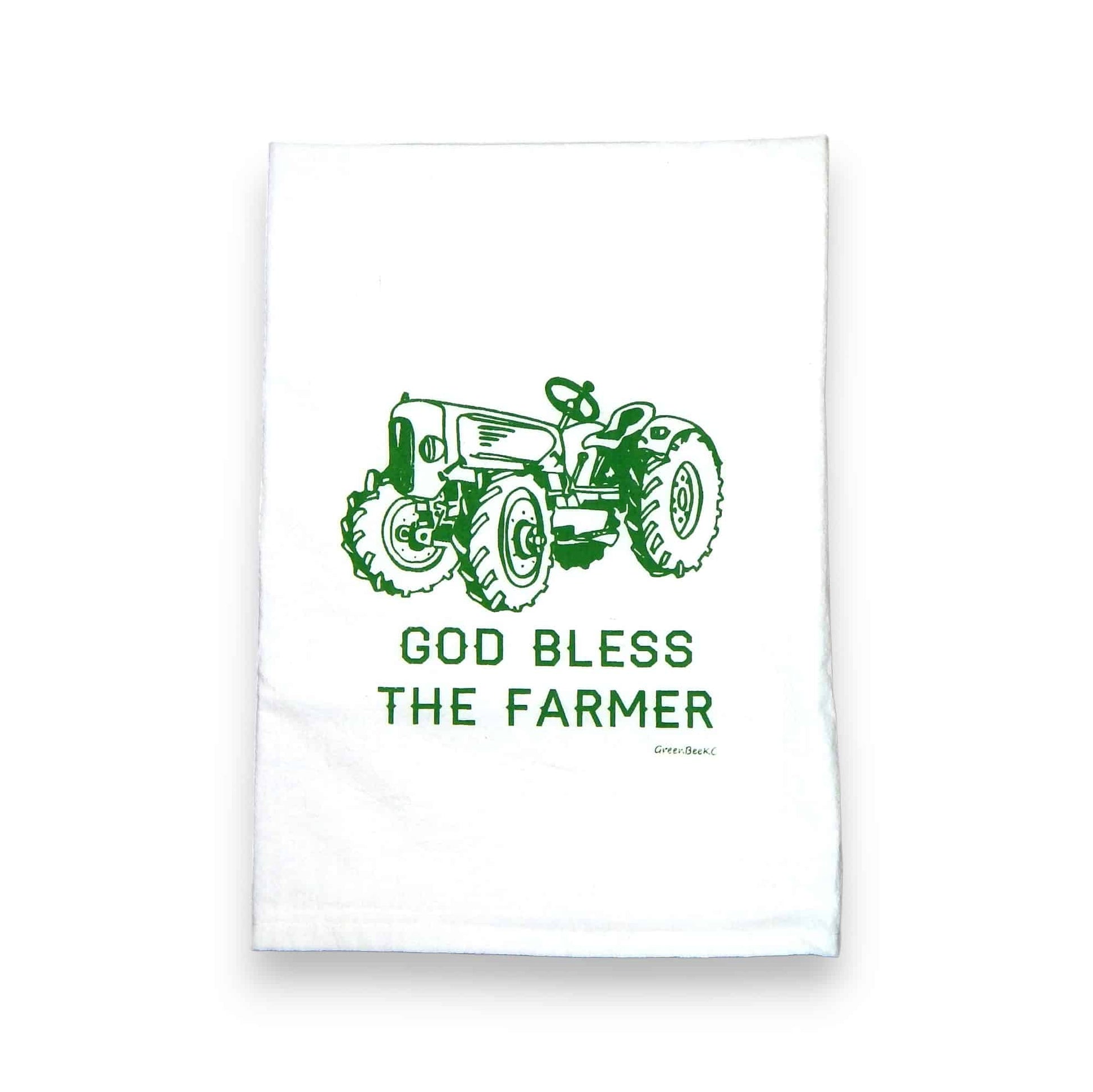 god bless the farmer kitchen tea towel