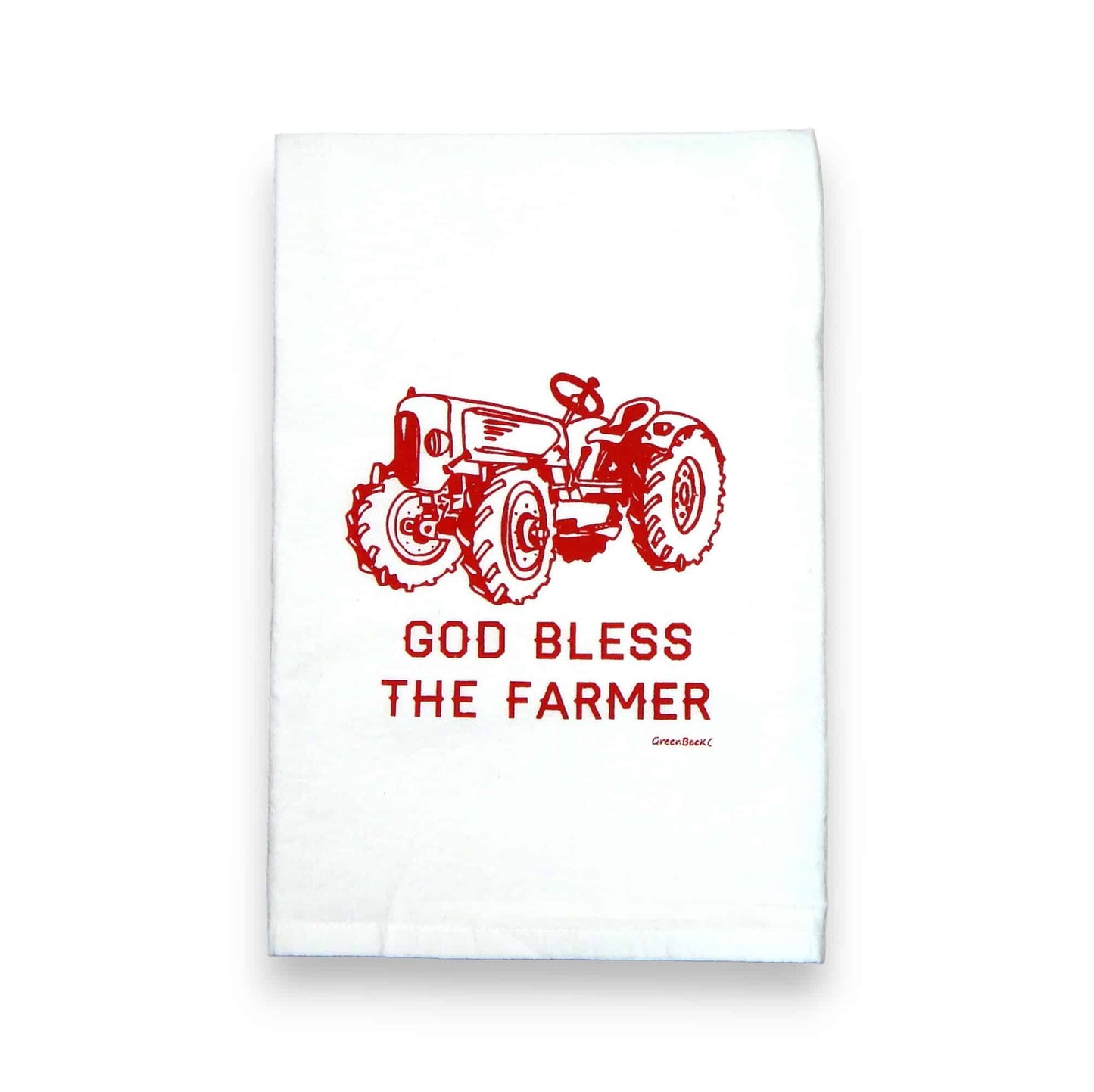 god bless the farmer kitchen tea towel