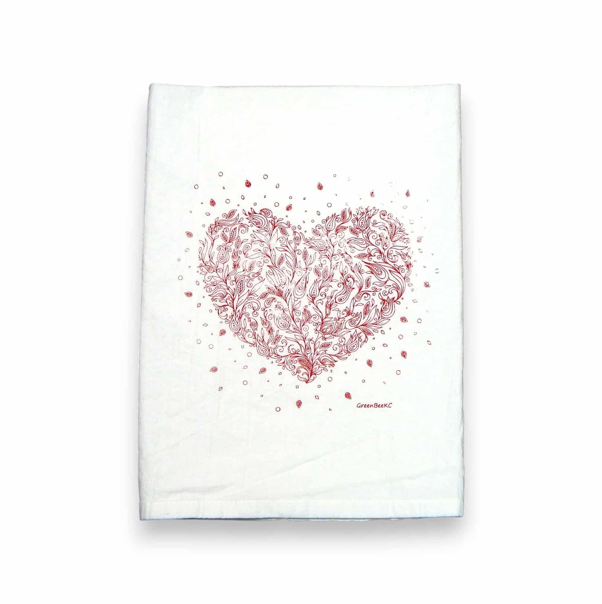 valentines wedding heart kitchen tea towel