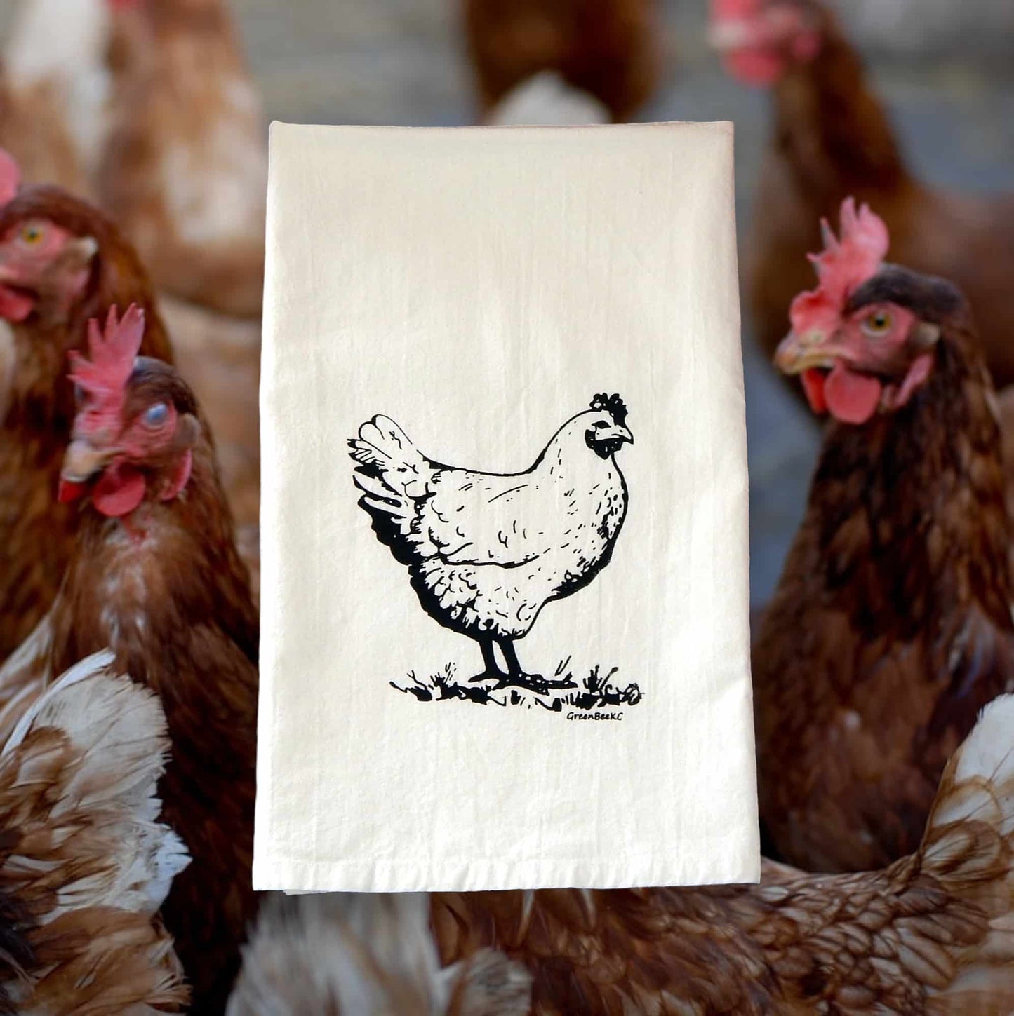 Hen chicken kitchen tea towel