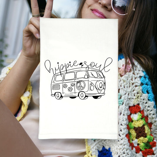 hippie soul VW bus kitchen tea towel