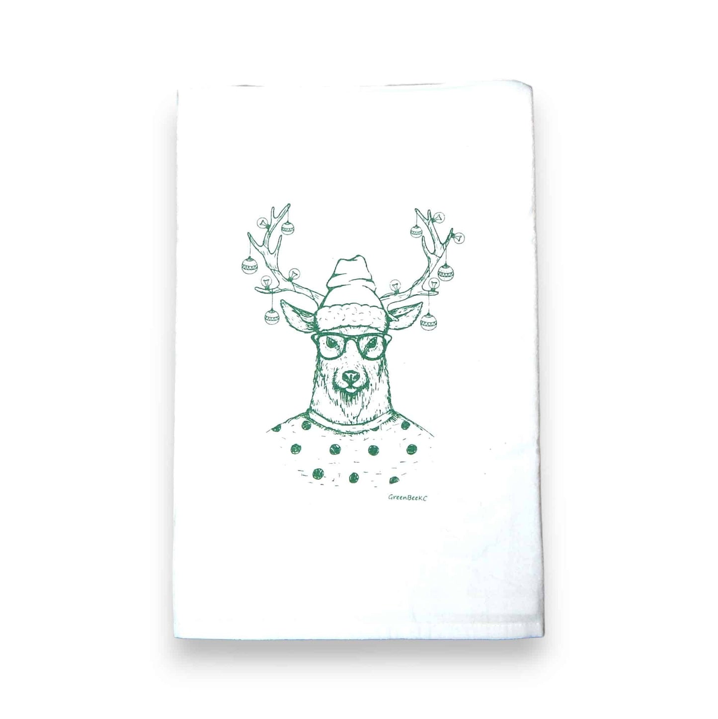 reindeer hipster deer Christmas kitchen tea towel