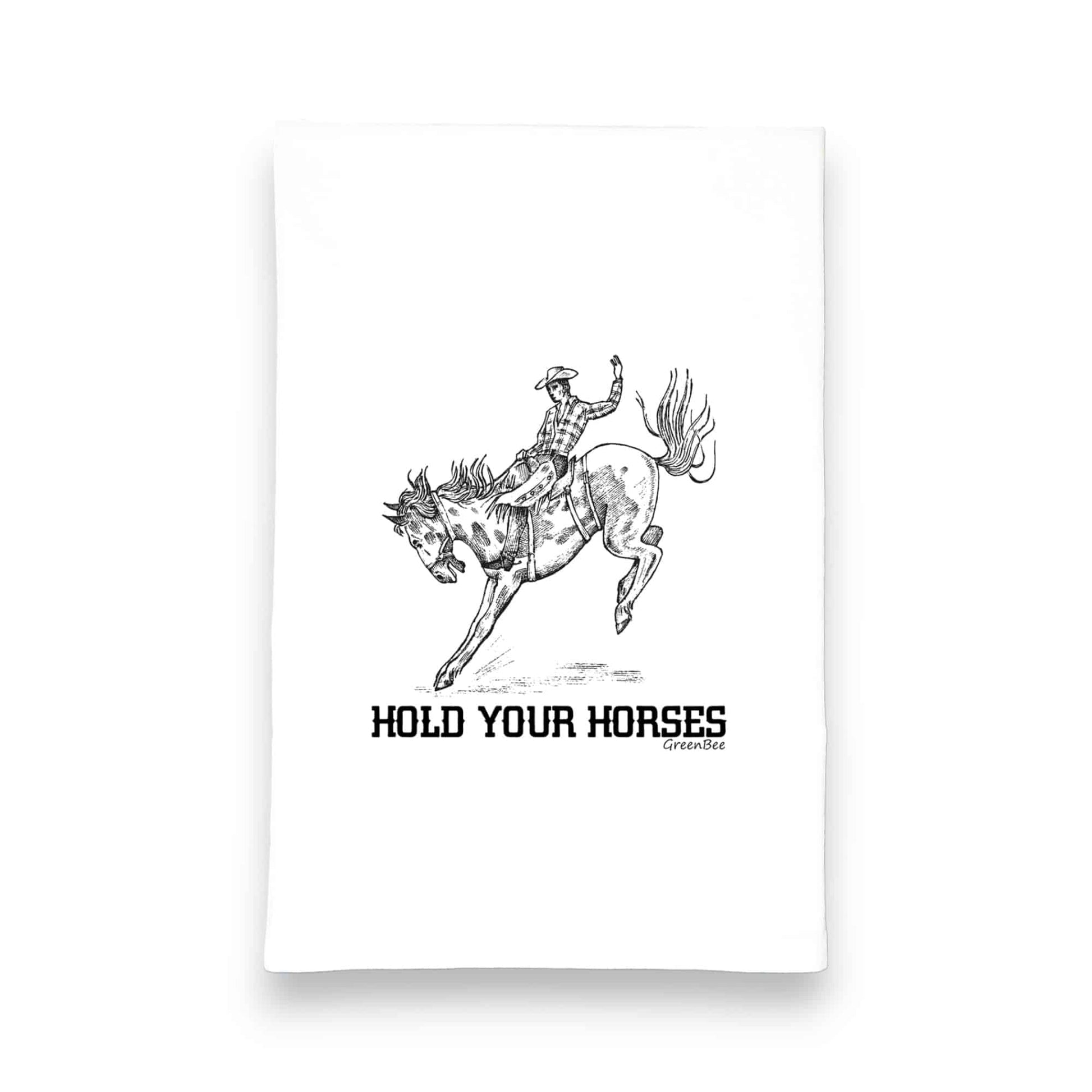 hold your horses cowboy kitchen tea towels