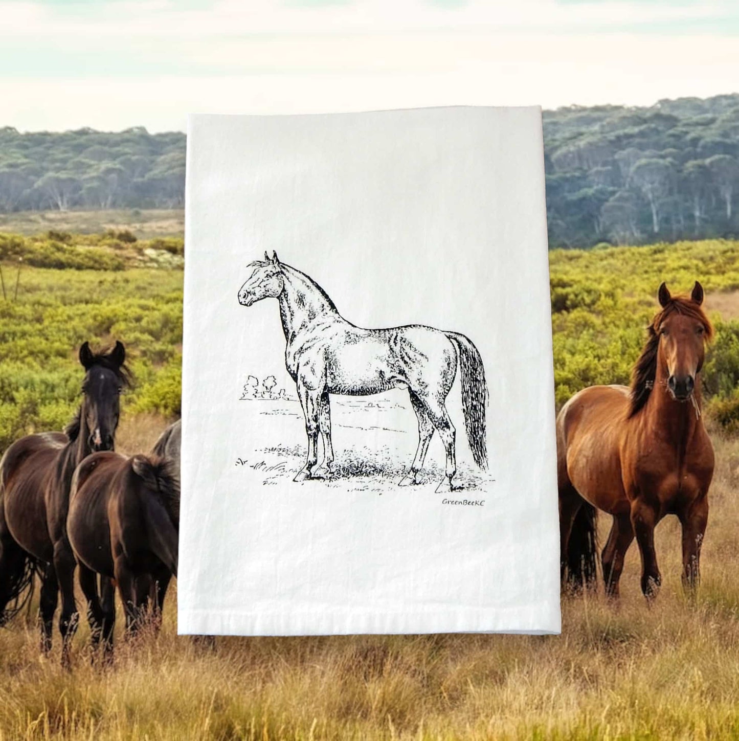 horse kitchen tea towel