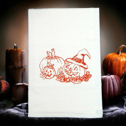 jack o lantern kitchen tea towel