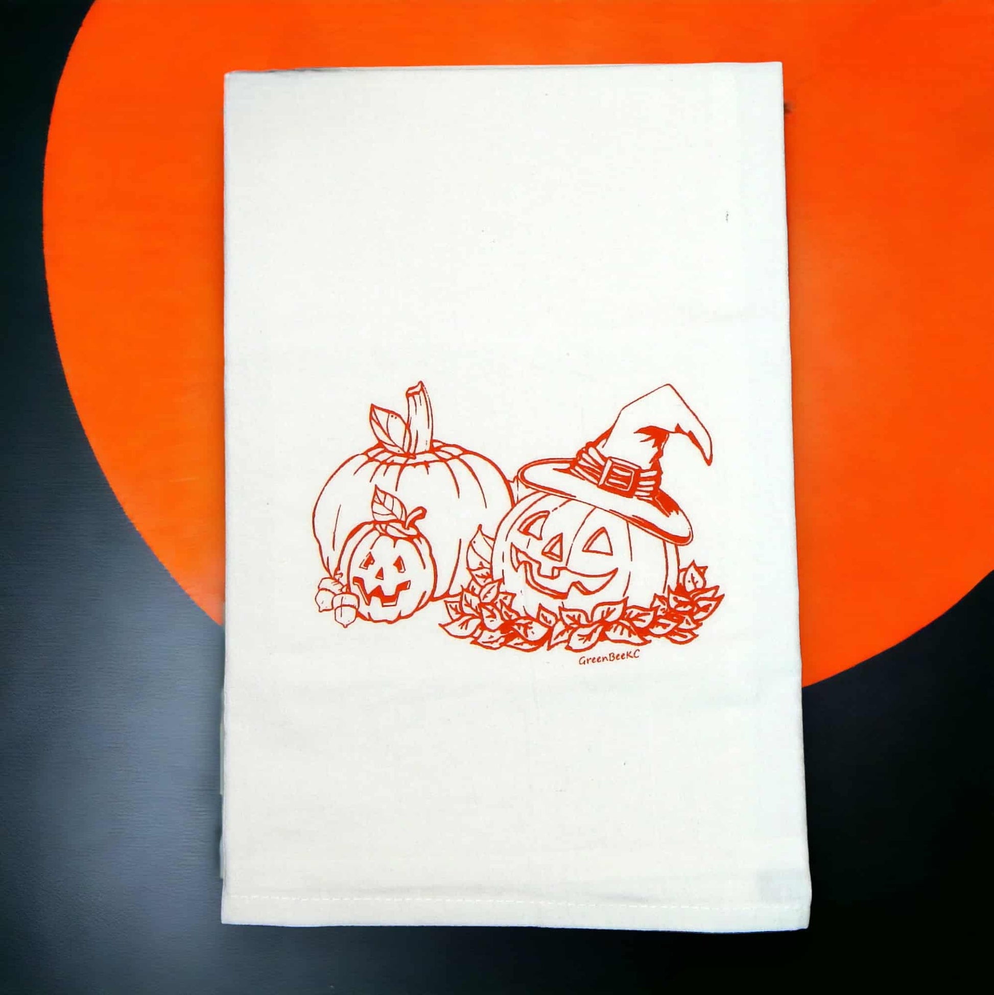 jack o lantern kitchen tea towel