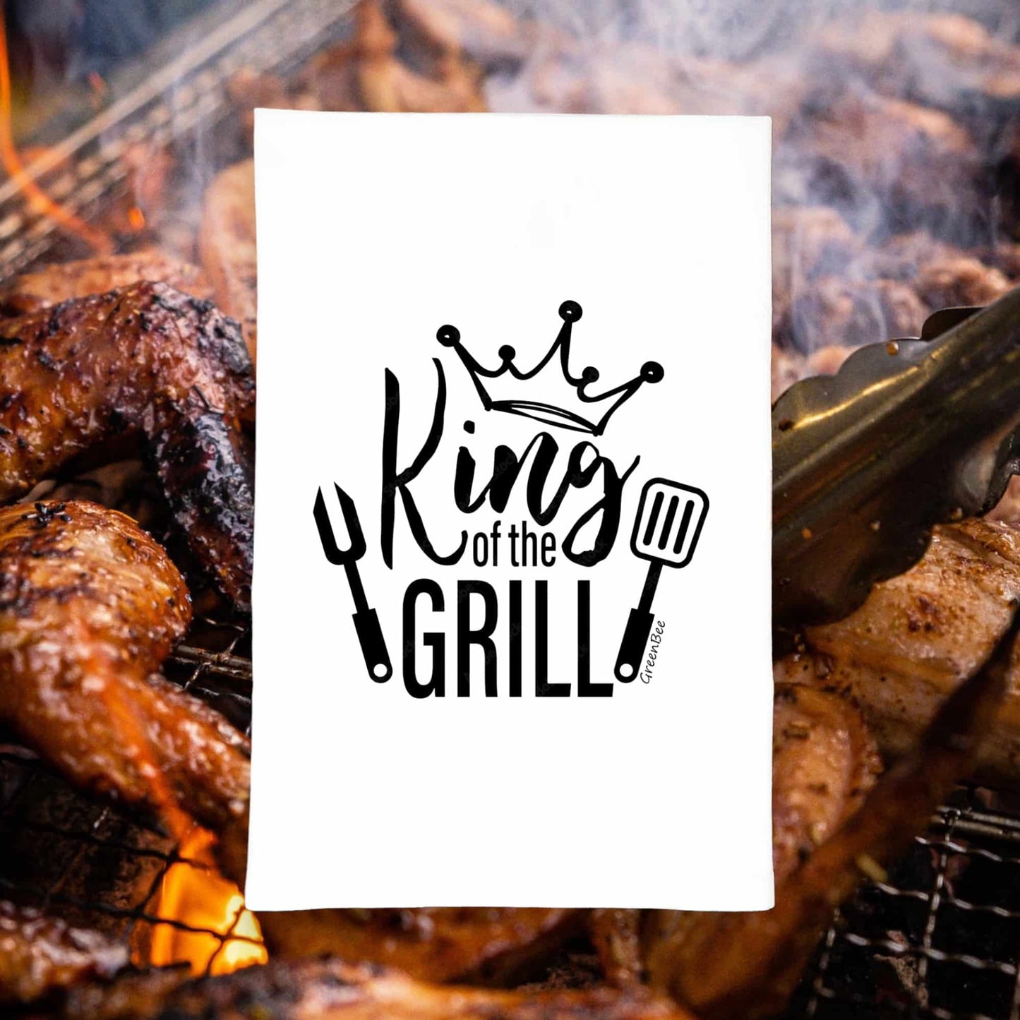 king of the grill kitchen tea towel