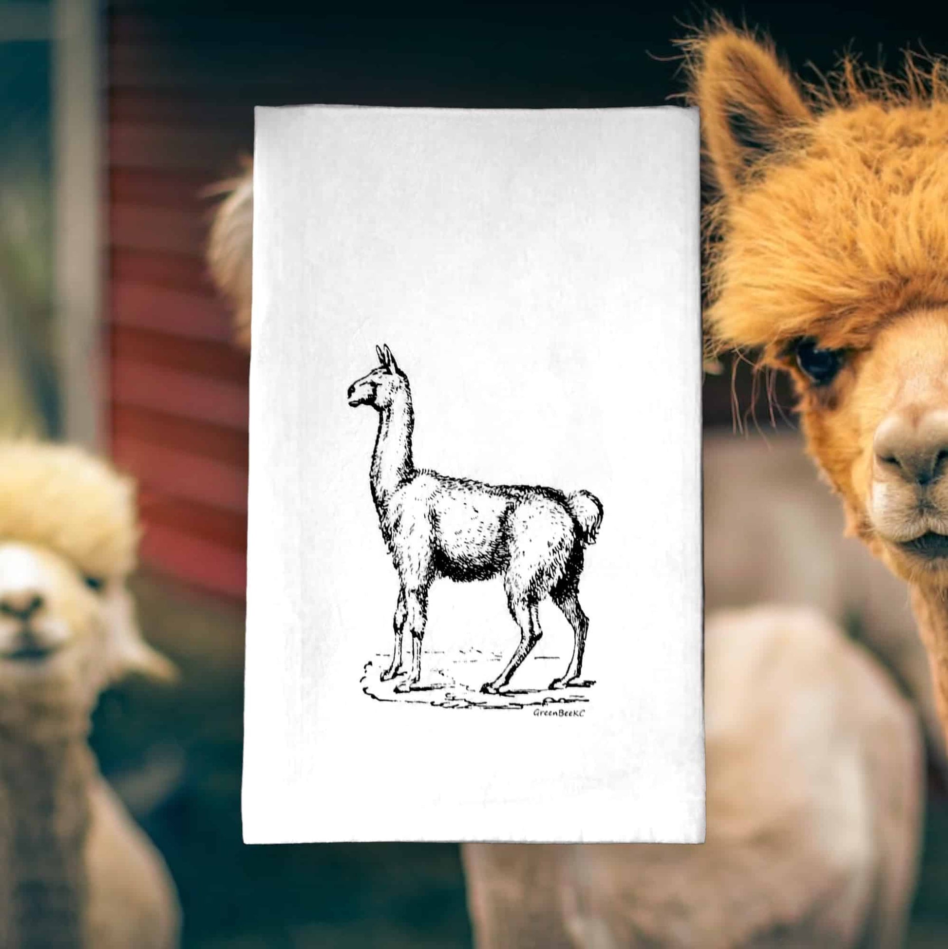 llama kitchen tea towel