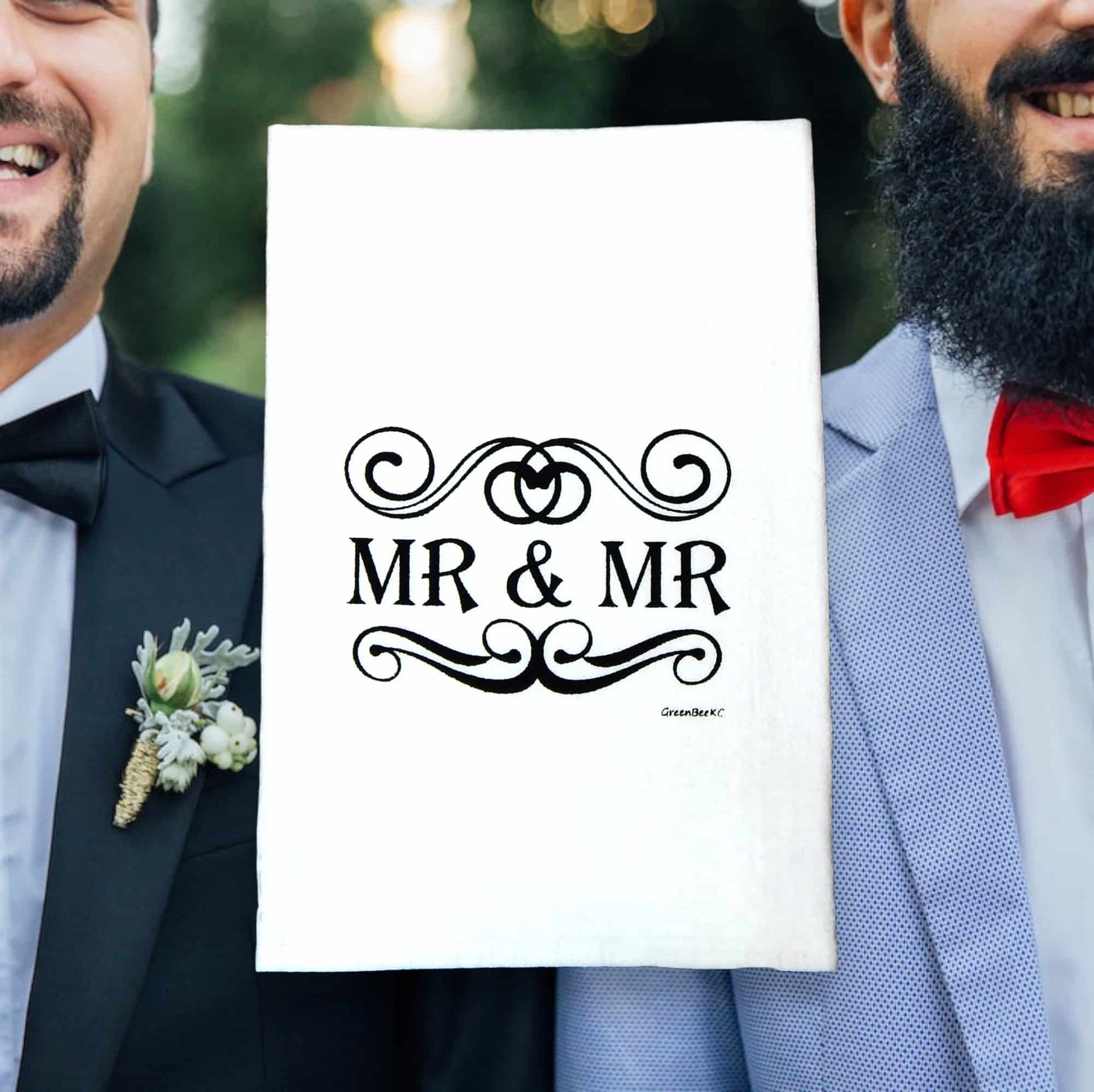 mr & mr Wedding kitchen tea towel