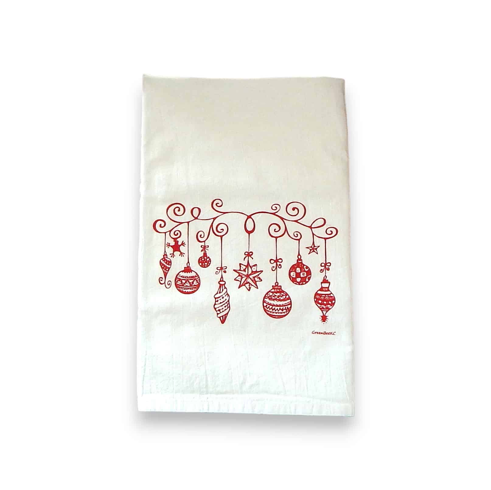 vintage ornaments kitchen tea towel